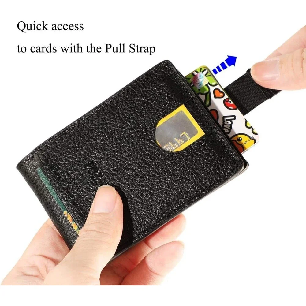 Skinny Wallet for Men, Slim Bifold Card Holder, Genuine Leather & RFID Blocking